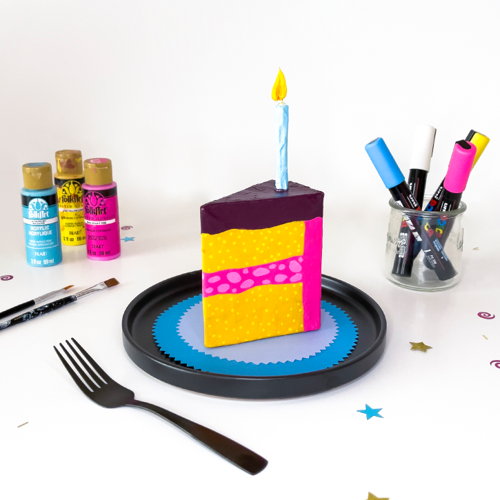 Creativebug's 10th Birthday Cake Slices, Paper Mache Cake