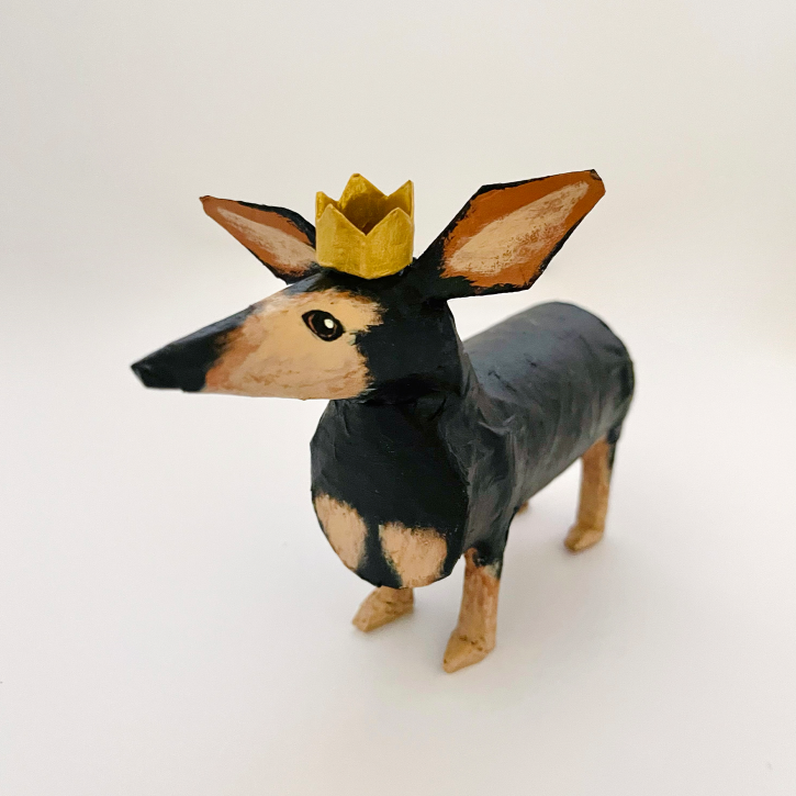 Bunny, Paper Mache Dog with crown