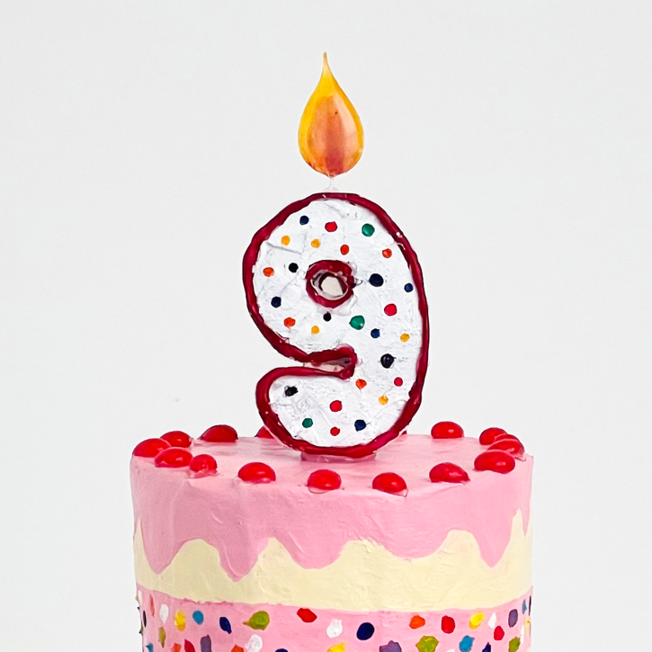 Creativebug's 9th Birthday Cake, , Paper Mache Cake and Candle