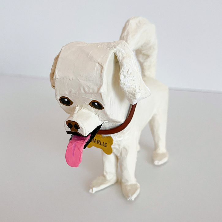 Charlie, Custom Paper Mache Dog, Left View