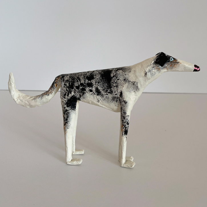 Ollie, Custom Paper Mache Dog, Right Side View