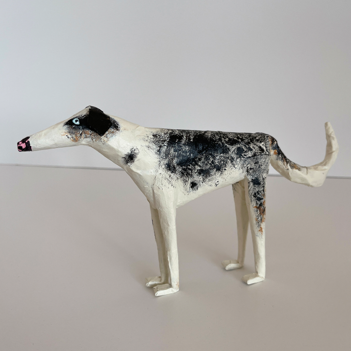 Ollie, Custom Paper Mache Dog, Left Side View