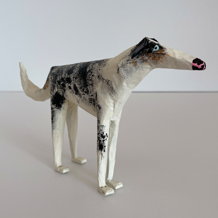 Ollie, Custom Paper Mache Dog, Right Side Detail