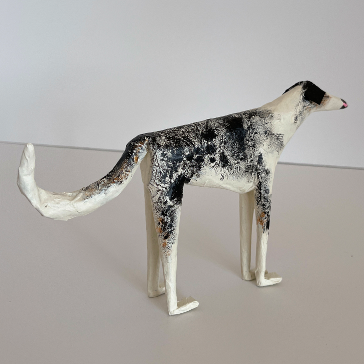Ollie, Custom Paper Mache Dog, Back View