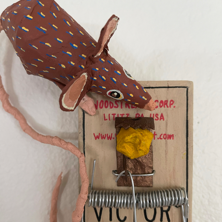 Don't Eat That, Paper Mache Mouse and Mouse Trap, Front Detail