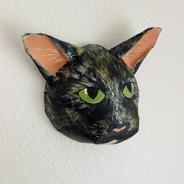 Elysia, Custom Paper Mache Cat Mask, Right View