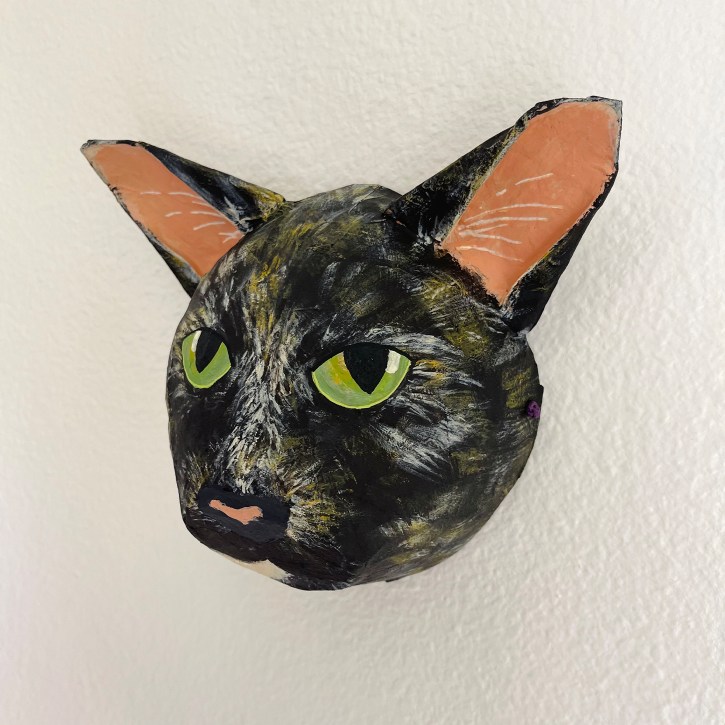 Elysia, Custom Paper Mache Cat Mask, Left View