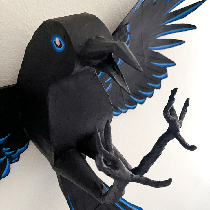 Paper Mache Fighting Crow, Detail