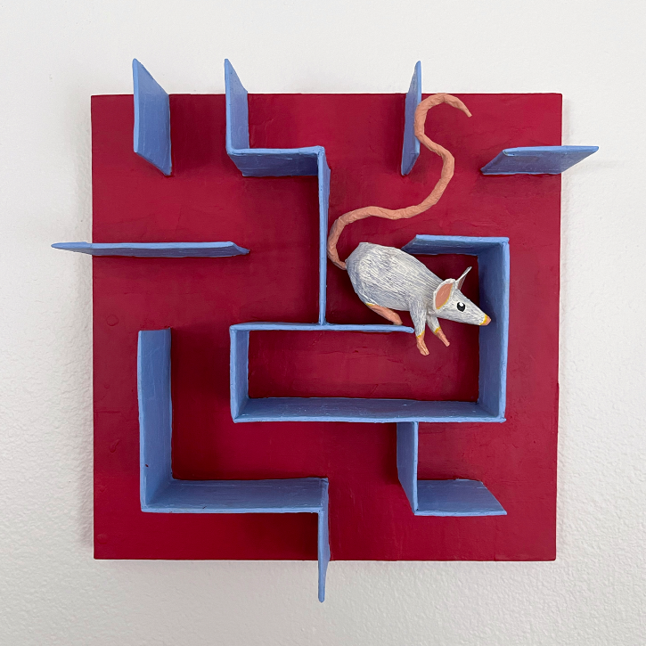 Find Your Way Out, Paper Mache Mouse in a Maze