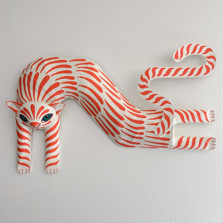 Frankie the Cat, Paper Mache Orange Tabby Cat