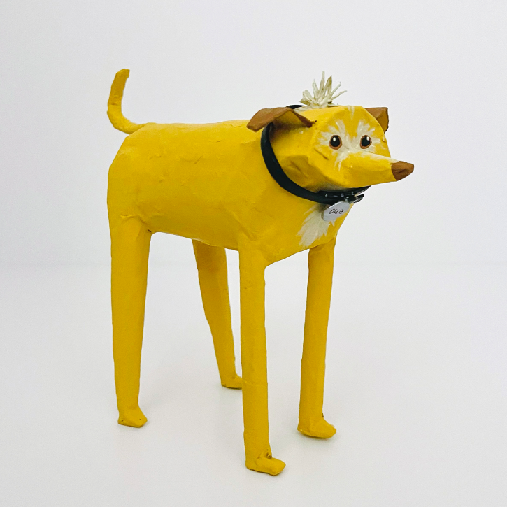 Ollie, Paper Mache Custom Dog Portrait