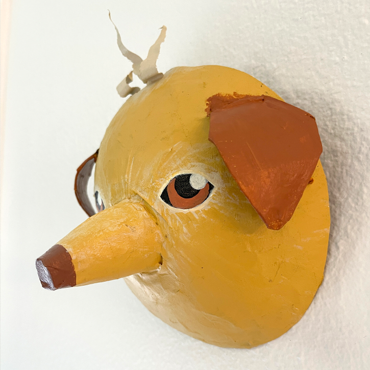 Paper Mache Dog Mask of Ollie, Left Side