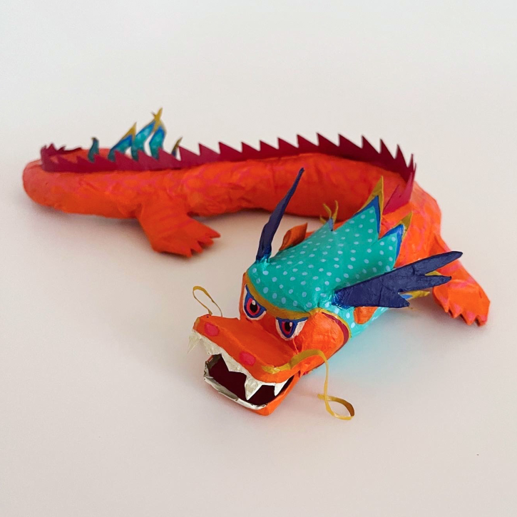 Paper Mache Orange Dragon