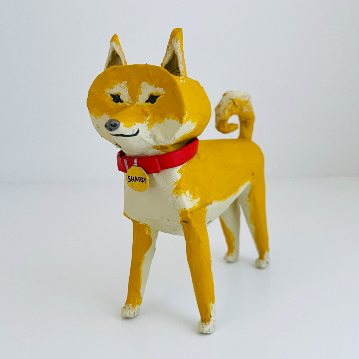 Sharky, Paper Mache Custom Dog Portrait