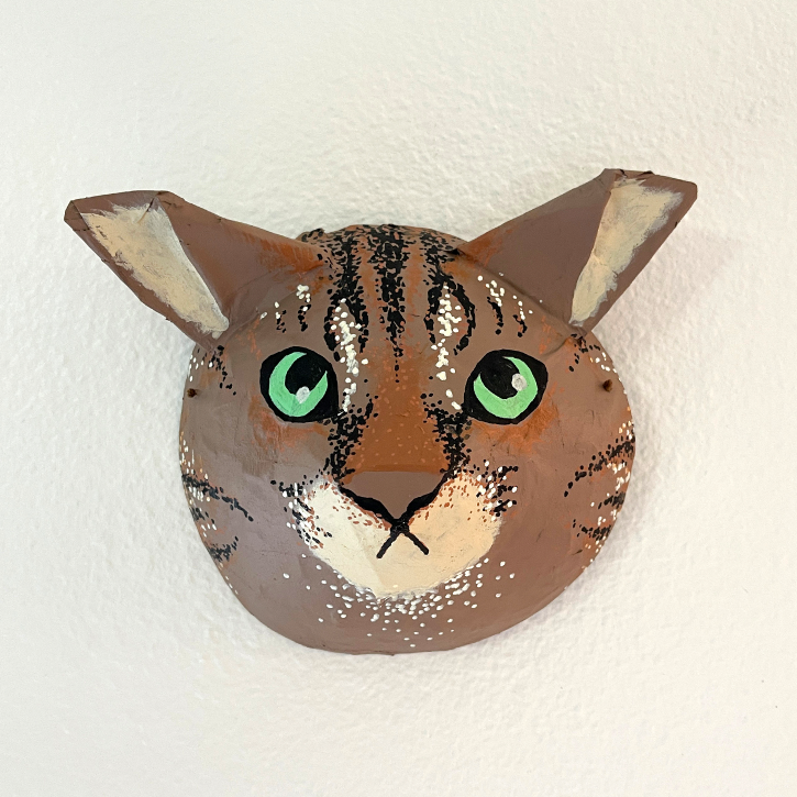 Paper Mache Custom Tabby Cat Mask